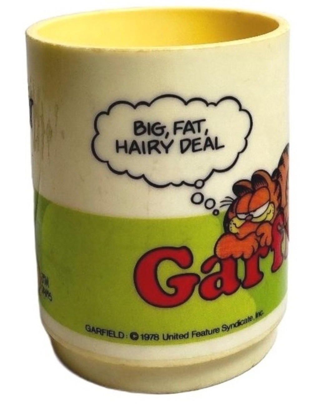 Vintage 1978 Garfield Deka Plastic Mug Big Fat Hairy Deal Retro Cartoon Cup
